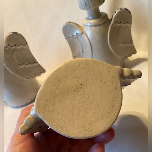 Set 3 Handmade UnSigned Limited Edition Ceramic Angels Candles Christmas - Picture 6 of 8